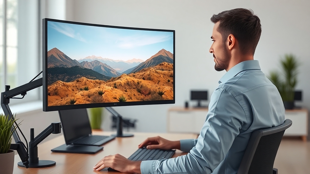 싱글 모니터암 설치 및 사용법 (realistic 스타일)