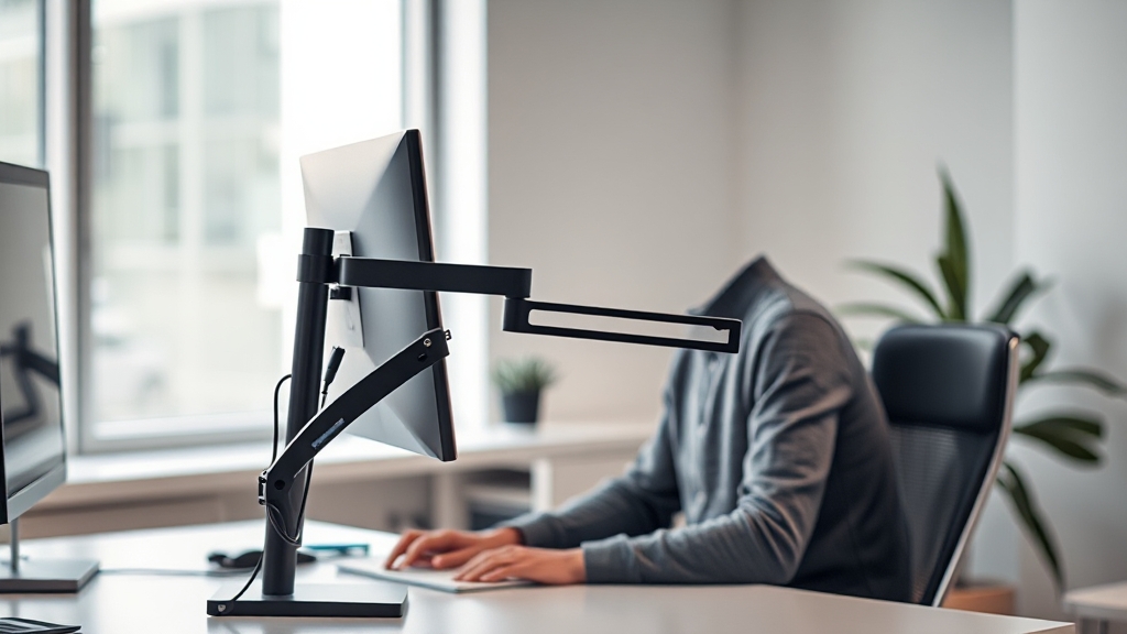 싱글 모니터암 주요 기능 및 조절 (realistic 스타일)