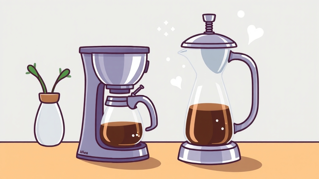 커피 메이커 세척 및 유지 관리 (cartoon 스타일)