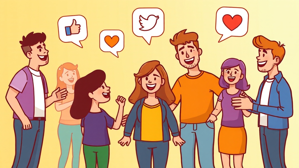 독자와 소통: 댓글, 공감, 이웃 관리 (cartoon 스타일)