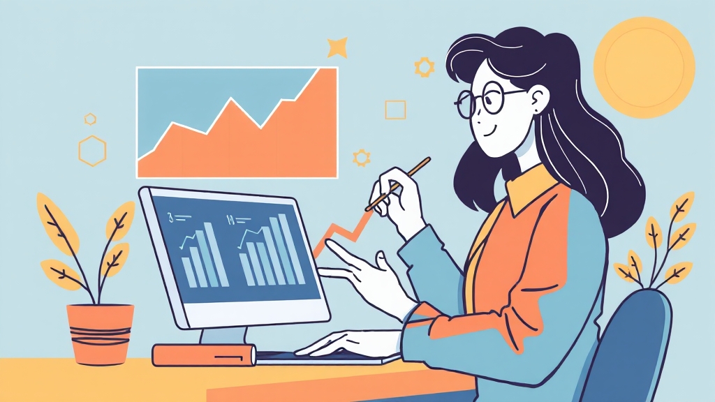 통계 분석: 성과 측정 및 개선 (illustration 스타일)