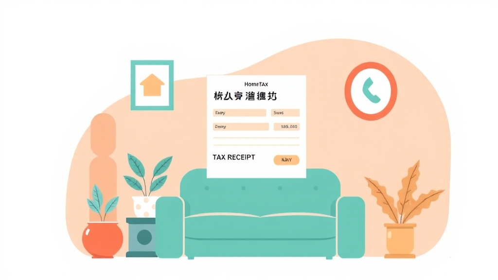 홈택스를 통한 발급 방법 (illustration 스타일)