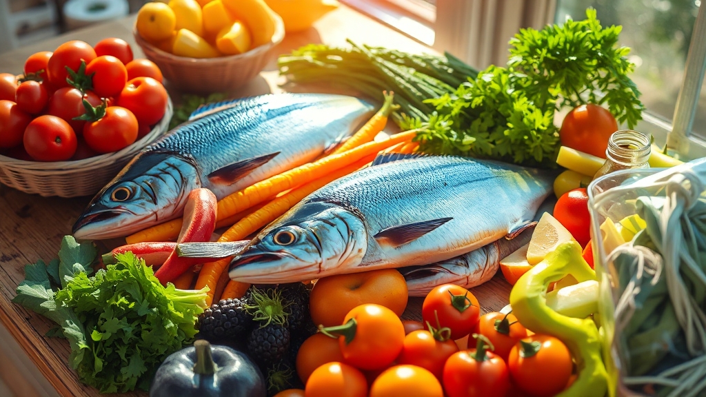 염증 완화 식습관 (realistic 스타일)