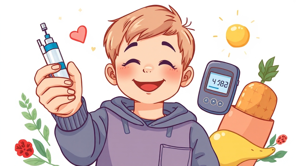 소아 당뇨 진단 및 관리 (illustration 스타일)