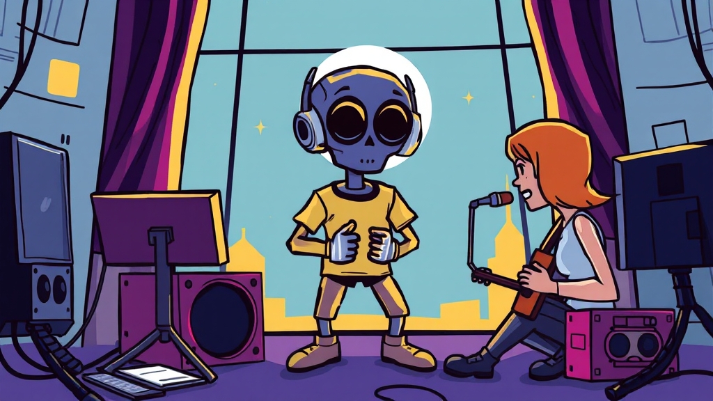 AI 음악 저작권, 문제와 해결 방안 (cartoon 스타일)