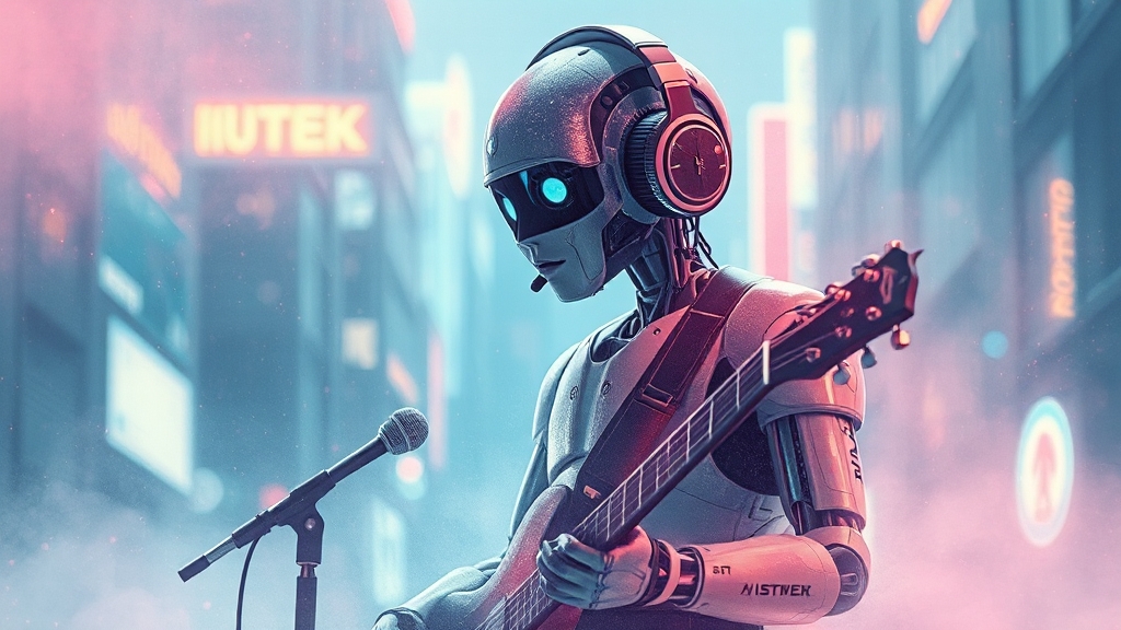 AI 음악 시장 현황 및 미래 전망 (watercolor 스타일)