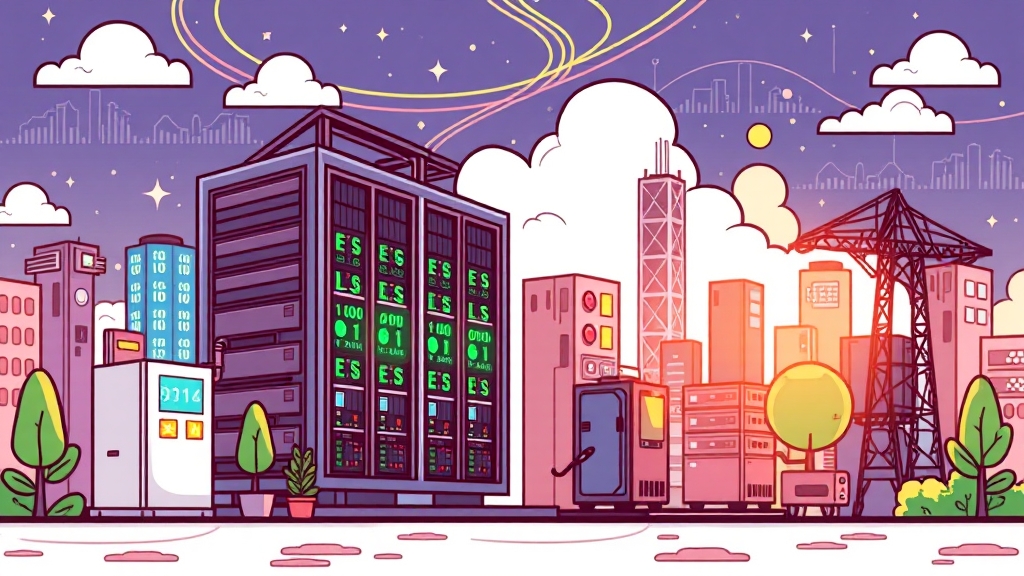 AI 데이터센터 확장, ESS의 필수적 역할 (cartoon 스타일)