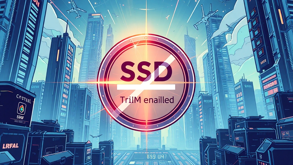 SSD 성능 유지 및 관리: TRIM 기능, 최적화 (illustration 스타일)