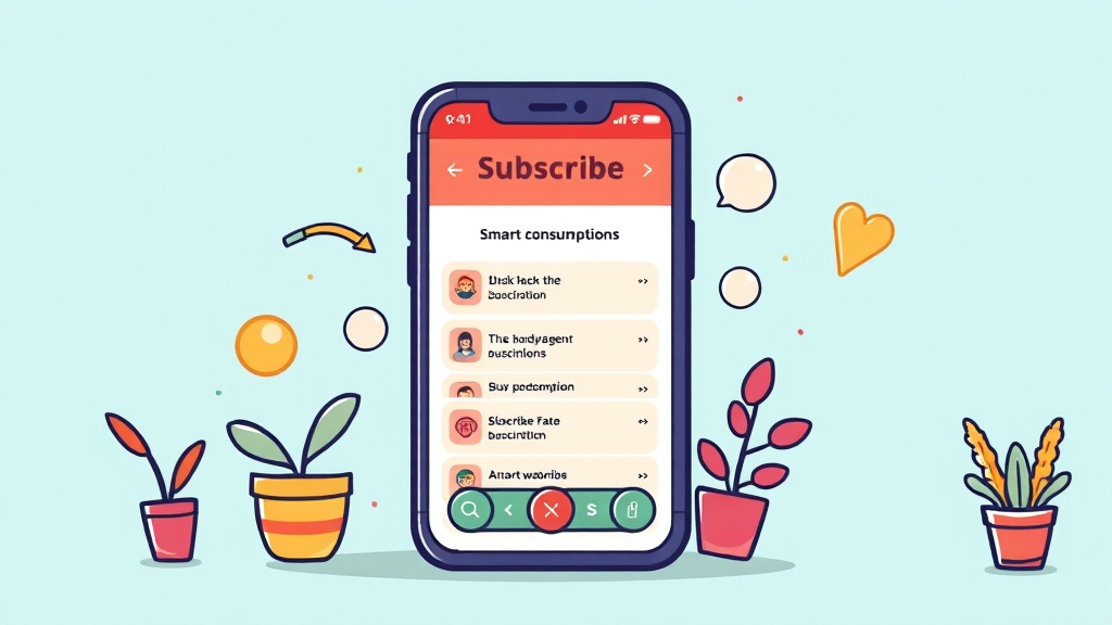 구독 서비스 관리, 효율적인 소비 습관으로 (cartoon 스타일)