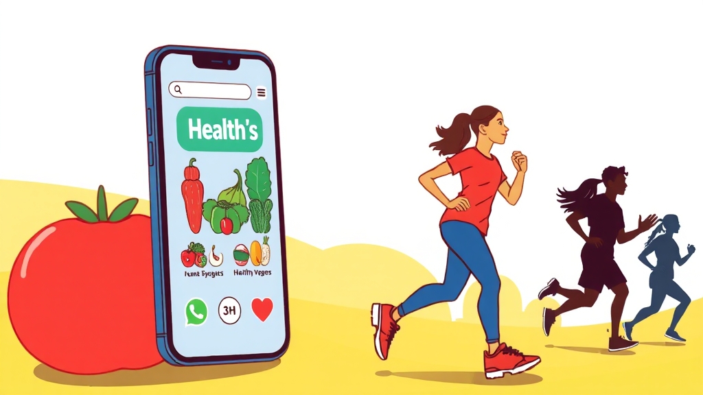 건강 관리, 앱으로 스마트하게 (cartoon 스타일)