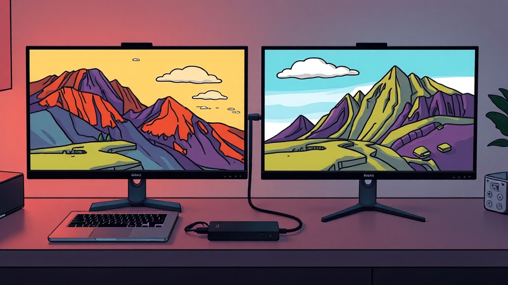 USB to HDMI 젠더 선택 시 고려사항 (cartoon 스타일)