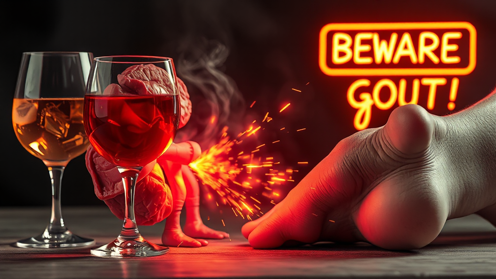 통풍의 주요 원인 (realistic 스타일)