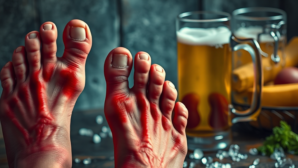 통풍의 원인과 위험 요인 (realistic 스타일)