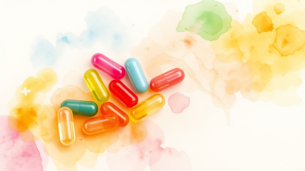 올바른 영양제 섭취법 (watercolor 스타일)