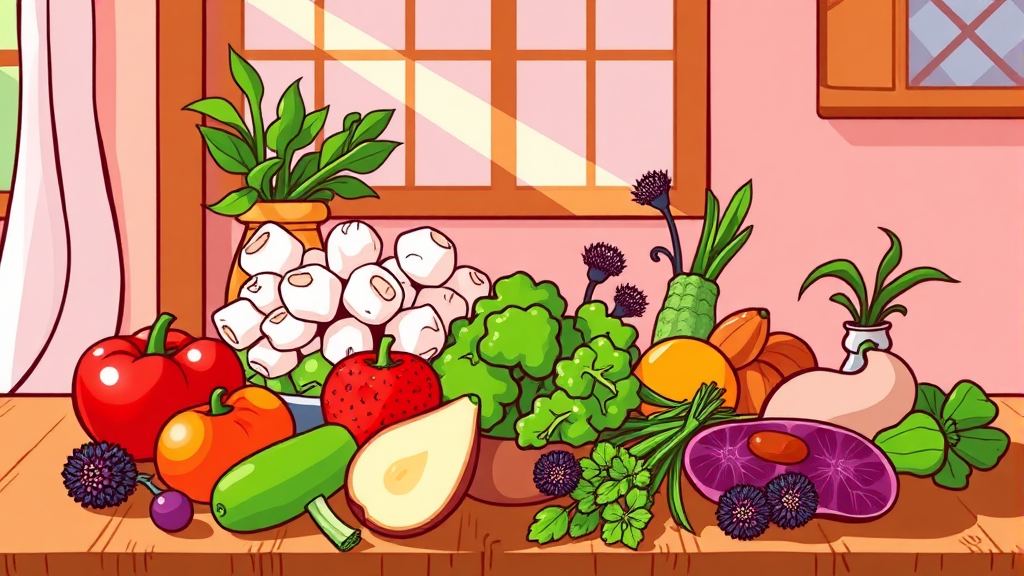 간수치 낮추는 식단 관리법 (cartoon 스타일)