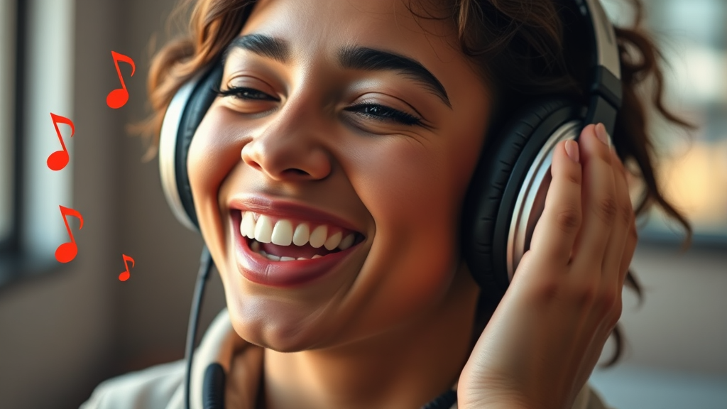 유튜브 뮤직 앱 활용 팁 (realistic 스타일)