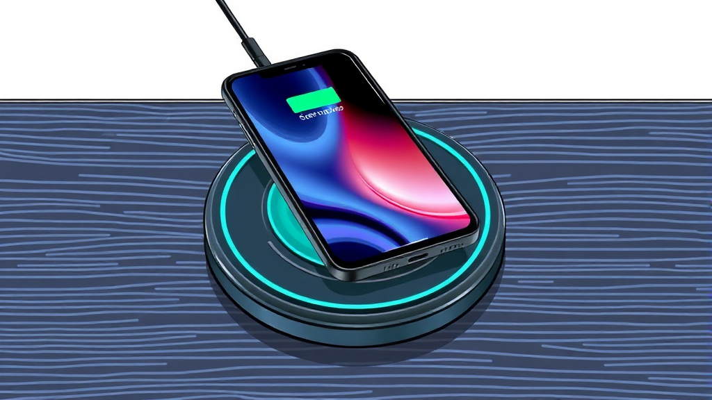 무선 충전 효율, 위치가 중요! (illustration 스타일)