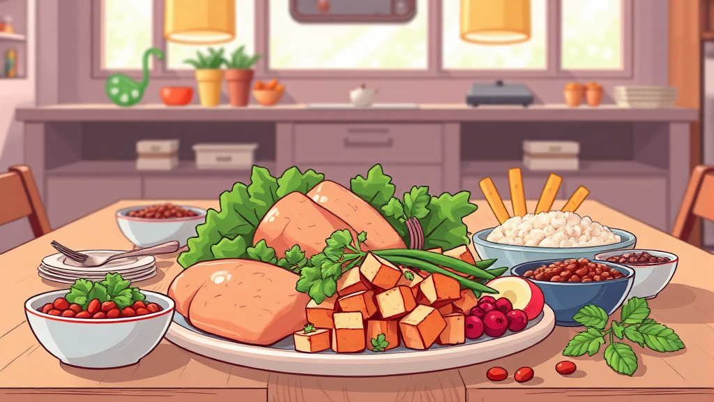 다이어트 단백질 식단 원리 (illustration 스타일)