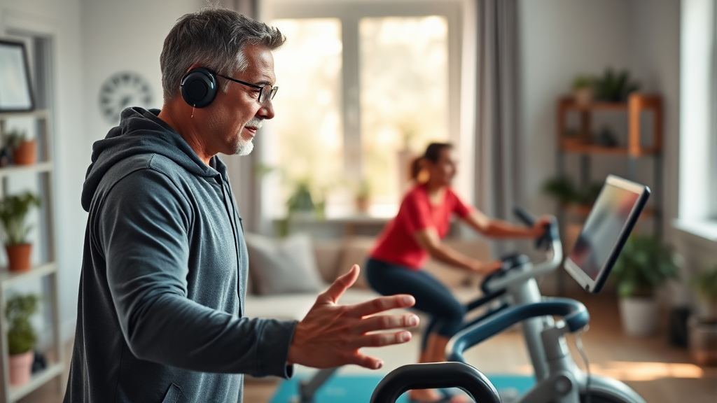 AI 홈트레이닝 활용 시 주의사항 (realistic 스타일)