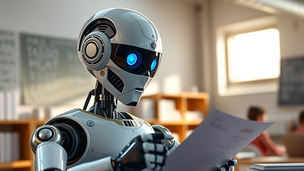 AI 수학 채점 시스템의 활용 분야 및 기대 효과 (realistic 스타일)