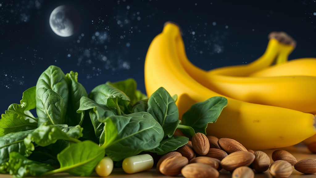 마그네슘 섭취 시간 및 방법 (realistic 스타일)