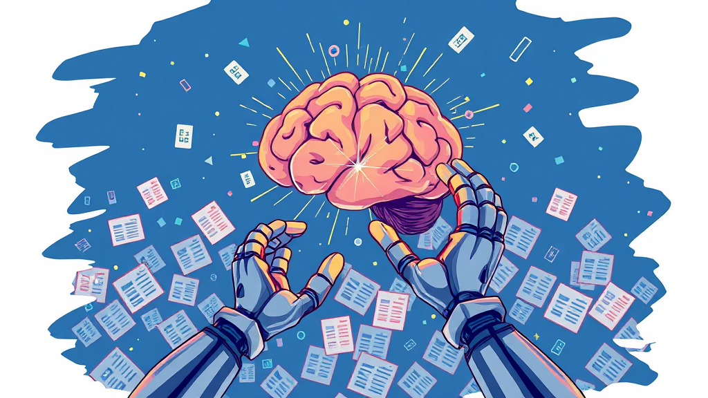 AI 업무 자동화 도입 장점 (illustration 스타일)