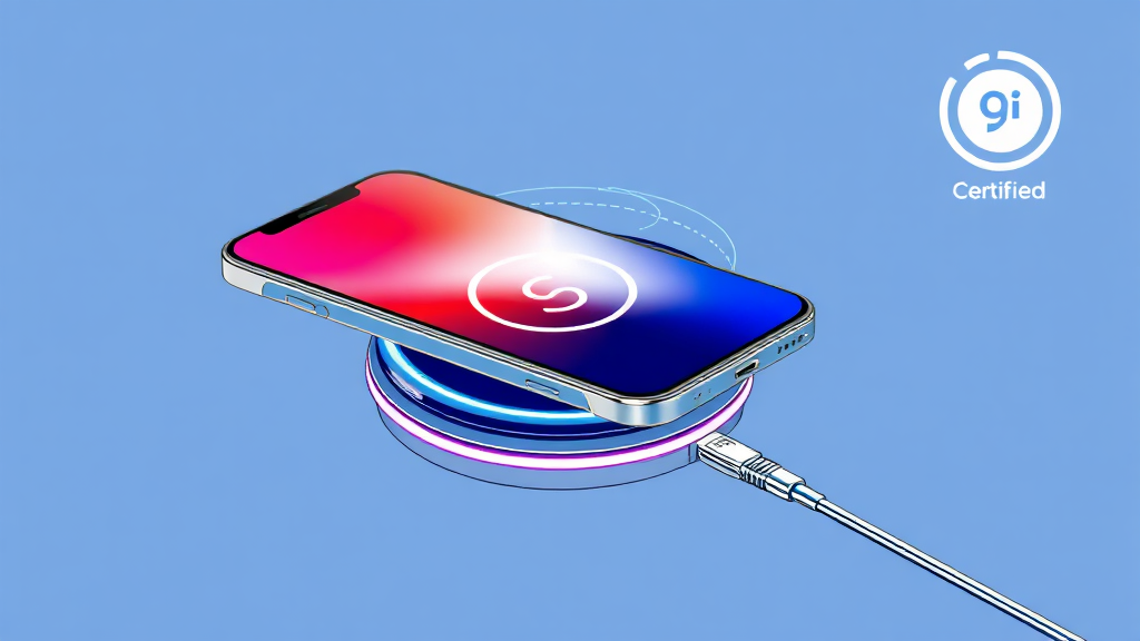 Qi2.2 무선충전: 자기정렬 기능 (illustration 스타일)