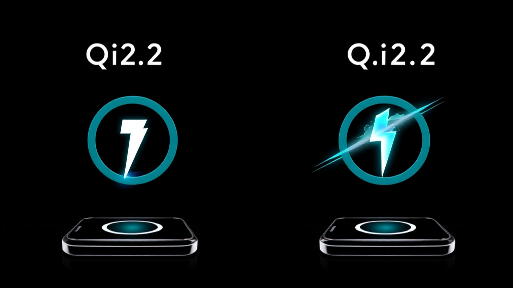 Qi2/Qi2.2 충전 속도 비교 (illustration 스타일)