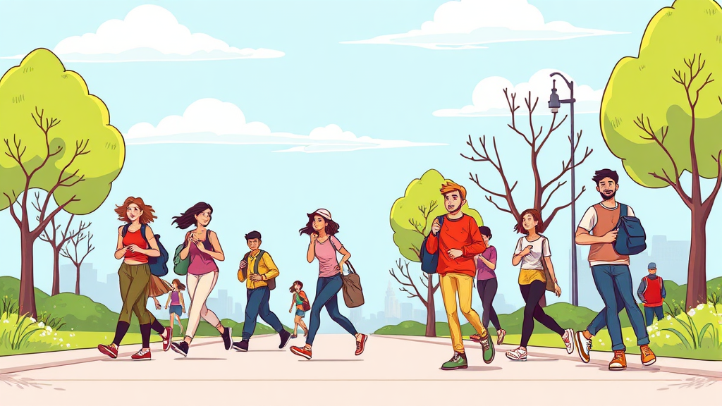 혈당 스파이크 예방법: 운동 (cartoon 스타일)