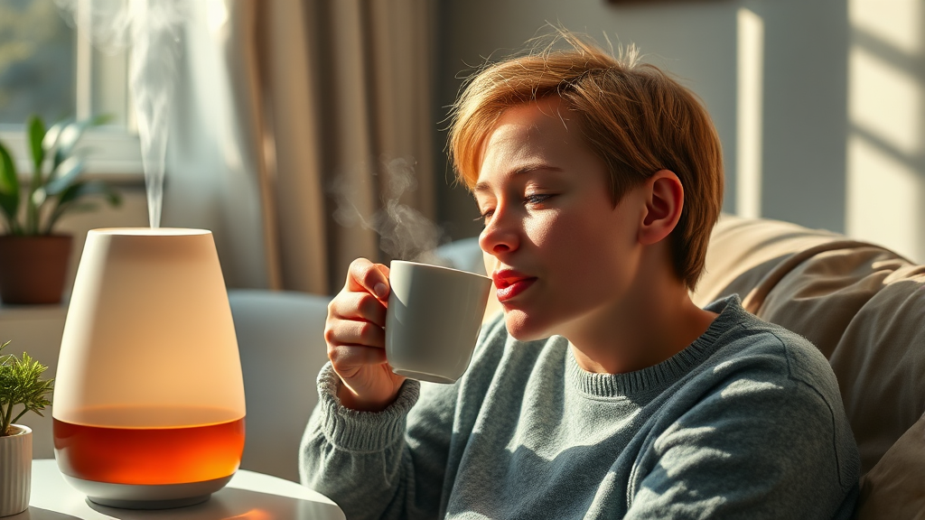 마른 기침 멈추는 생활 속 방법 (realistic 스타일)