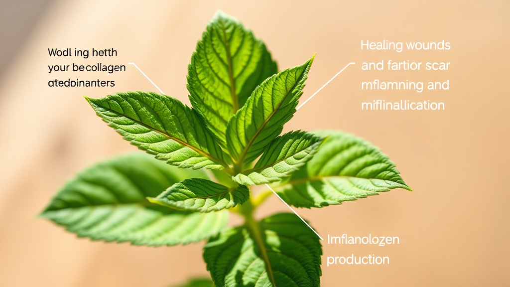 마데카솔의 상처 치유 촉진 성분과 효능 (realistic 스타일)