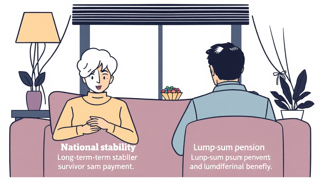 유족연금과 사망일시금, 무엇이 다를까요? (illustration 스타일)