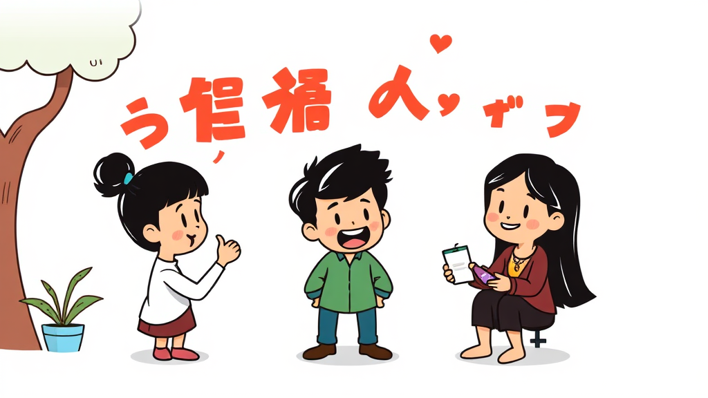 상황별 특수기호 및 이모티콘 활용 예시 (cartoon 스타일)