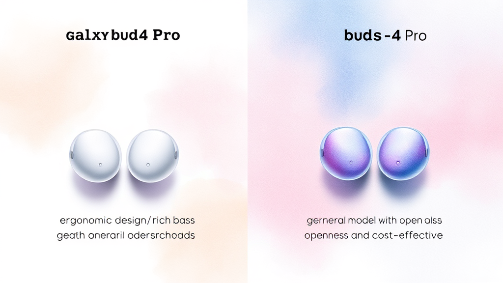 갤럭시 버즈4 프로 vs. 갤럭시 버즈4: 어떤 모델이 나에게 맞을까? (watercolor 스타일)