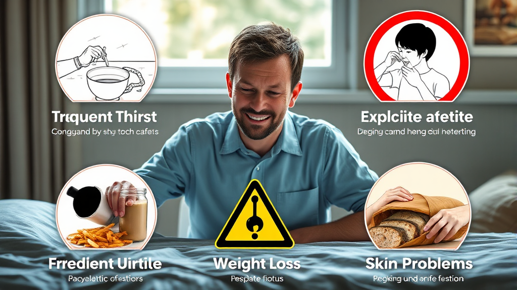 몸이 보내는 경고 신호: 고혈당의 주요 증상 파헤치기 (realistic 스타일)