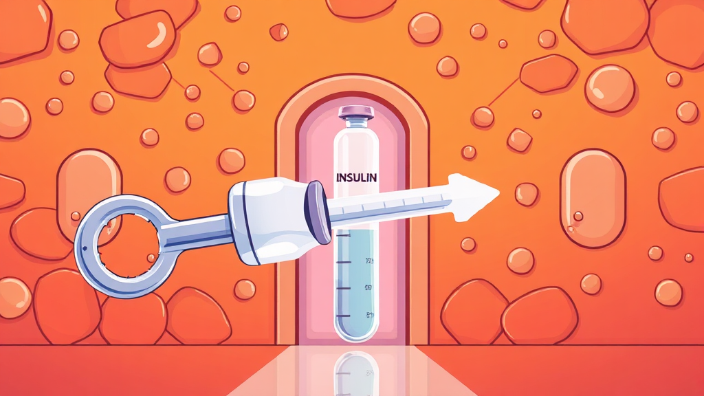 고혈당의 근본 원인: 인슐린 저항성과 그 너머 (illustration 스타일)