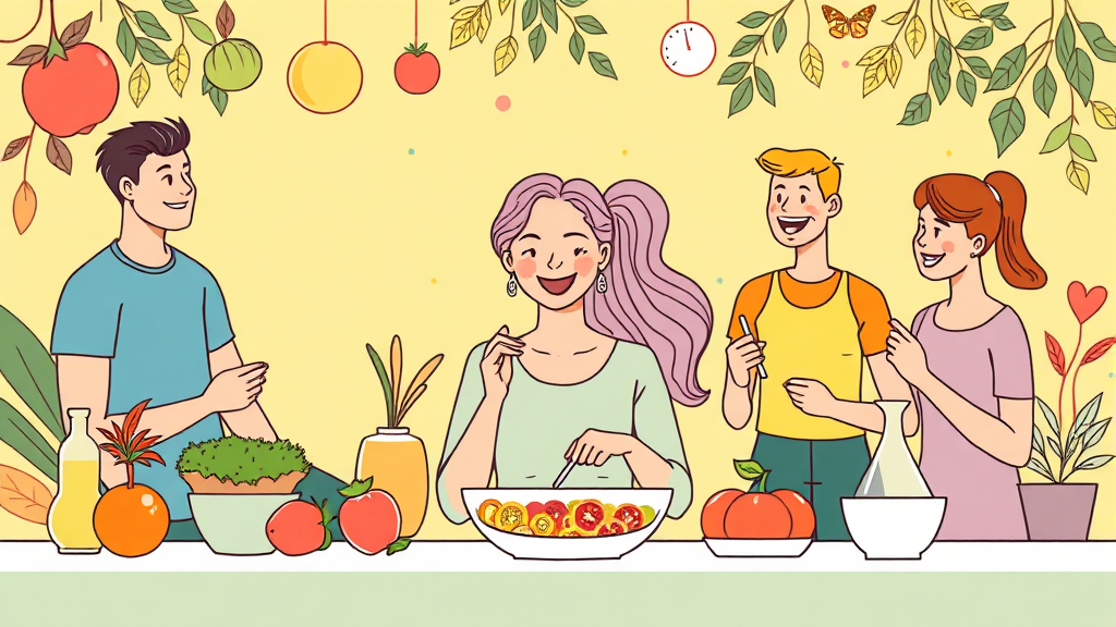 건강한 혈당 관리를 위한 생활 습관 및 영양소 전략 (illustration 스타일)