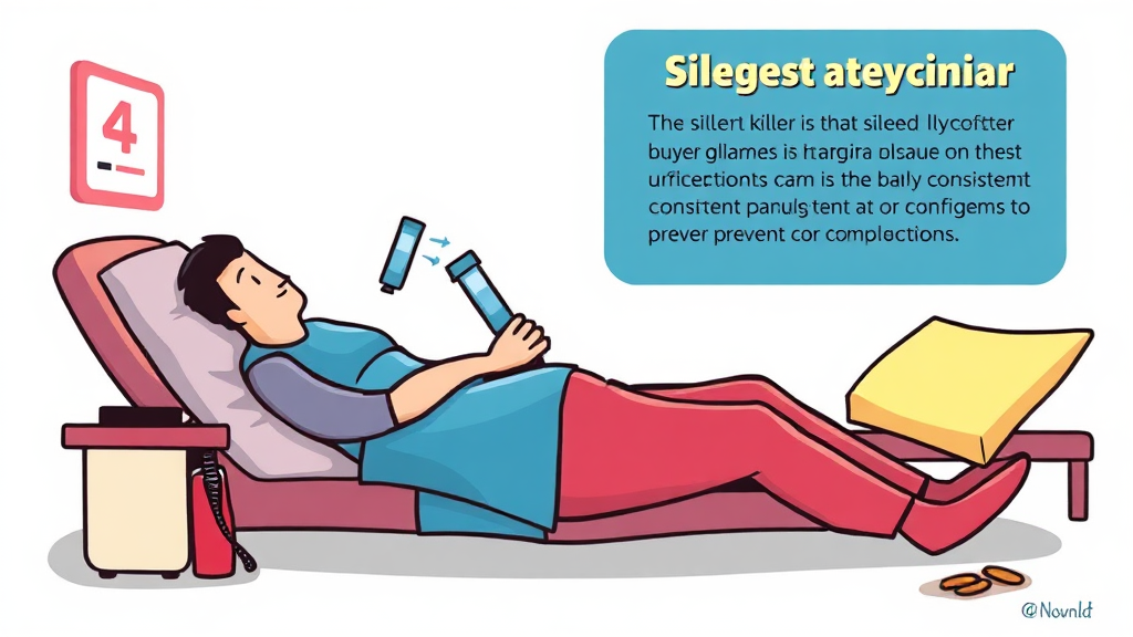 고혈당, 합병증을 막는 꾸준한 관리의 중요성 (cartoon 스타일)