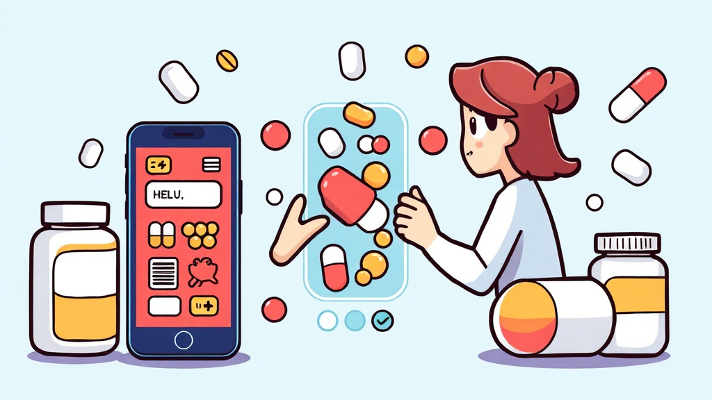 내 손안의 약사: 의약품 검색 앱 활용법 (cartoon 스타일)