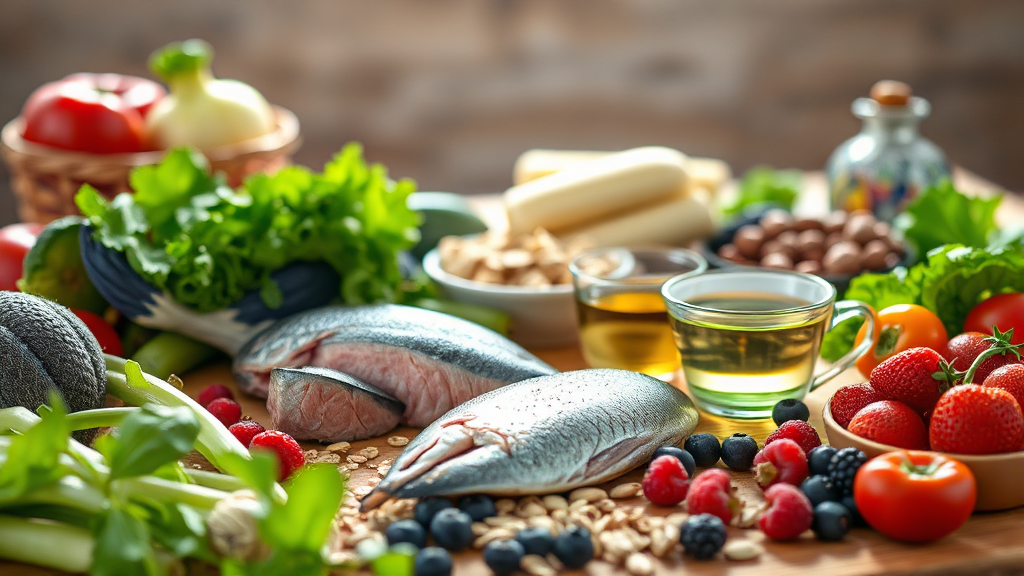 내장 지방 감소를 위한 핵심 식단 전략 (realistic 스타일)