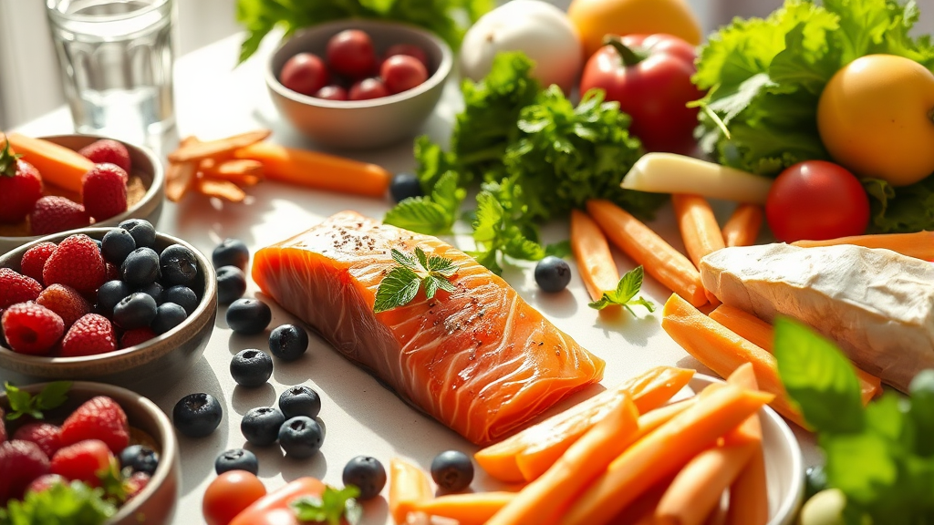 내장 지방을 태우는 추천 음식 가이드 (realistic 스타일)