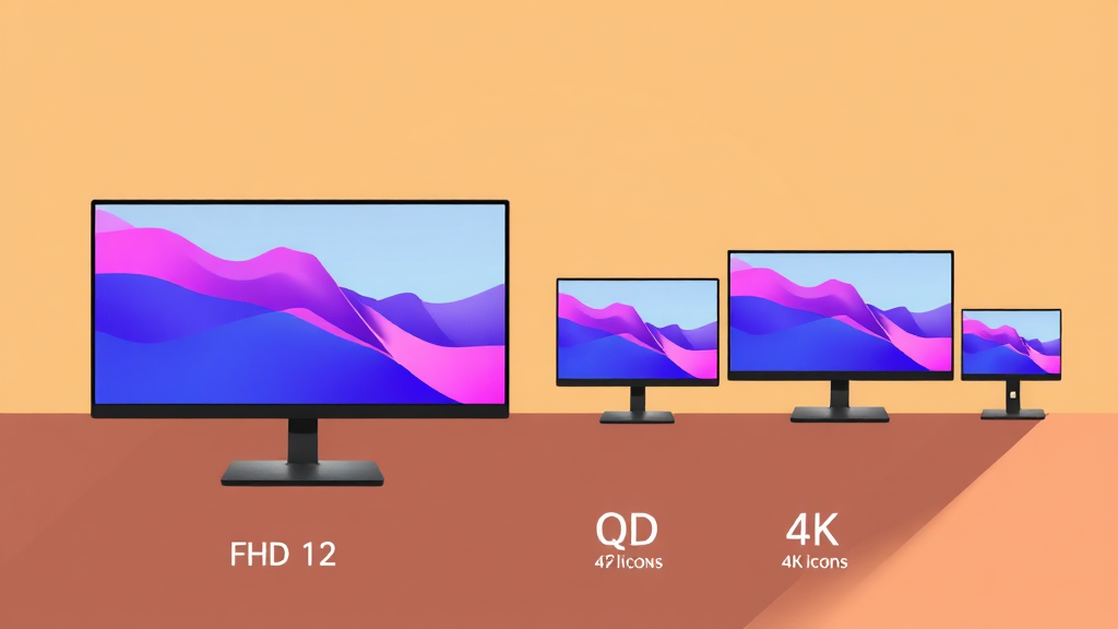 화면 크기별 최적 해상도 추천 가이드 (illustration 스타일)