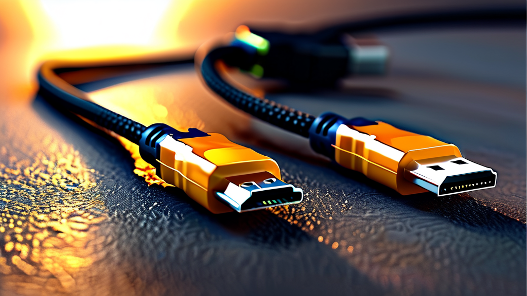 HDMI 광케이블 설치 및 사용 팁 (realistic 스타일)