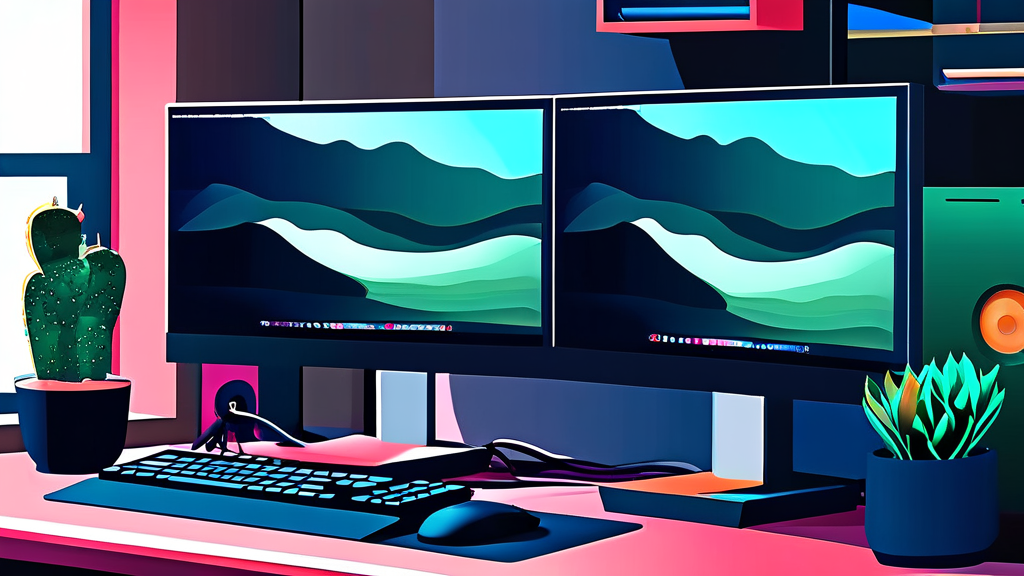 HDMI부터 썬더볼트까지: 듀얼 모니터 연결 및 확장성 (illustration 스타일)