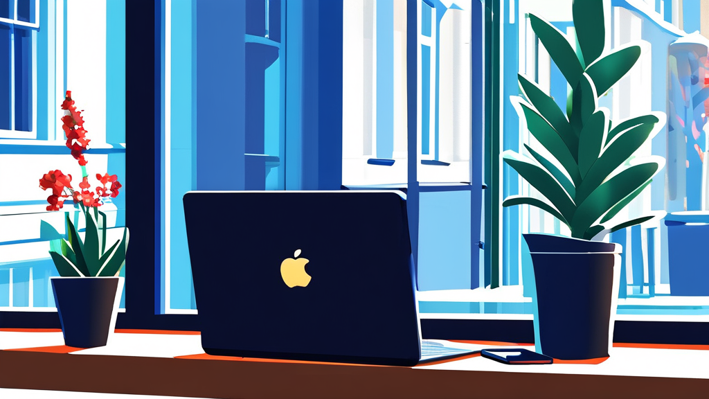 맥북의 핵심: 아름다운 디자인과 직관적인 사용자 경험 (illustration 스타일)